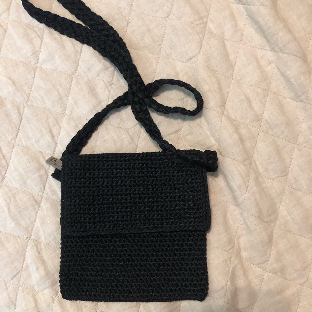 The Sak black crochet bag